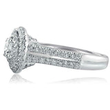 1.45ct Round Cut Diamond Engagement Ring Dual Halo Split Band 14k WhiteGold Over