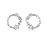 0.05ct Round Cut VVS1D Diamond Leaves Minimal Stud Earrings 14k Rose Gold Finish