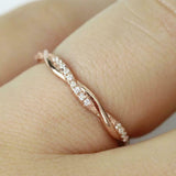 0.7ct Round Cut Diamond Engagement Ring Twisted Infinity 14k Rose Gold Finish