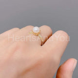 0.2ct Round Cut Simulated Accents Crown Pearl Engagement Ring Yellow Gold Plated