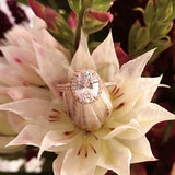 1ct Oval Cut Diamond Halo Vintage Solitaire Engagement Ring 14k Rose Gold Finish