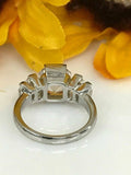 1.5ct Asscher Cut VVS1 Diamond Five Stone Engagement Ring 14k White Gold Finish