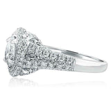 3.24ct Round Diamond Engagement Ring Dual Halo Split Shank 14k White Gold Finish