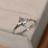 1.3ct Engagement Ring Princess Cut Diamond Solitaire Design 14k WhiteGold Finish