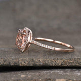2.2ct Engagement Ring Round Cut Peach Morganite Halo 14k Rose Gold Finish