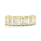 3.6ct Emerald Cut Diamond Wedding Band 14k Yellow Gold Finish Iced Half Eternity
