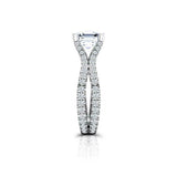 Dual Split Shank Solitaire Ring 2.5ct Asscher Cut Diamond 14k White Gold Finish