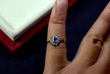 0.25ct Engagement Ring Oval Cut Blue Tanzanite Diamond Halo 14k WhiteGold Finish