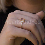 2ct Emerald Cut Simulated Peach Morganite Accented Ring 14k White Gold Plated