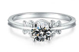 1.2ct Round Cut Diamond Engagement Ring Butterfly Accent 14k White Gold Finish