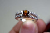 0.55ct Engagement Ring Round Cut Yellow Citrine Split Shank 14k WhiteGold Finish