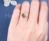 2.2ct Oval Stone Ring Setting Round Moissanite Semi Mount 14k Rose Gold Plated