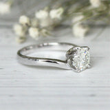 1Ct Round Cut VVS1/D Diamond Swirl Solitaire Engagement Ring 14K White Gold Over