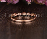 0.5ct Round Cut Moissanite Milgrain Anniversary Wedding Band 14k RoseGold Plated