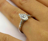 4ct Marquise Baguette Accent Diamond Trilogy Engagement Ring 14K White Gold Over