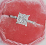 2ct Princess Cut Diamond Accent Solitaire Engagement Ring 14k White Gold Finish