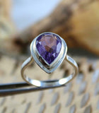 2ct Engagement Ring Pear Cut Purple Amethyst Solitaire Women 14k White Gold Over