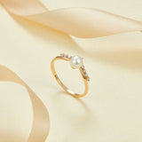 1ct Round Cut Diamond Pearl Tiara Engagement Ring 14k Yellow Gold Finish