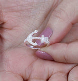 1.6ct Round Cut VVS1D Diamond Engagement Ring Anchor Navy 14k White Gold Finish