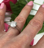 2ct Round Cut Diamond Engagement Ring Classic Solitaire 14k White Gold Finish