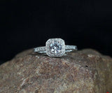 1.5ct Round Cut VVS1D Diamond Engagement Ring Milgrain Halo 14k WhiteGold Finish