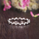 Bezel Set Eternity Wedding Ring Band 1ct Round Cut Diamond 14k White Gold Finish