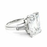 3Ct Emerald Cut Diamond Solitaire Ring 14K White Gold Finish and Baguette Accent