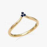 0.3ct Round Cut Simulated Sapphire Dainty Trilogy Ring 14K Yellow Gold Plated