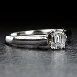 0.75Ct Emerald Cut VVS1D Diamond Solitaire Engagement Ring 18K White Gold Finish