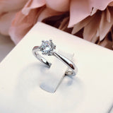 0.5ct Round Cut Moissanite 6 Prong Solitaire Engage Ring 14k White Gold Plated