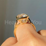 2.2ct Emerald Simulated Diamond Bezel Set Engagement Ring 14k Yellow Gold Plated