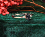 0.5ct Marquise Cut Simulated Black Diamond Three Stone Ring 14k Rose Gold Plated
