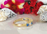 2.4ct Wedding Band Princess Cut Aquamarine Half Eternity 14k Yellow Gold Finish