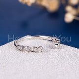 0.3ct Round Cut Moissanite Open Cuff Women Wedding Band 14k White Gold Plated