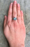 1.2ct Engagement Ring Round Cut Green Emerald Infinity 14k White Gold Finish