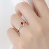 0.58ct Pear Cut Pink Ruby Wedding Band Minimalist Curved 14k Yellow Gold Finish