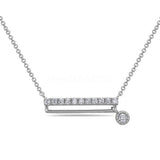 0.5ct Round Cut Moissanite Horizontal Bar Pendant 14k White Gold Plated NO CHAIN
