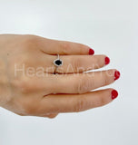 0.2ct Pear Cut Simulated Blue Sapphire Minimalist Halo Ring 14k WhiteGold Plated