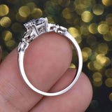 1.2ct Round Cut Diamond Engagement Ring Floral Leaf Solitaire 14k WhiteGold Over