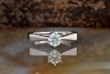 Unique Solitaire Engagement Ring 1ct Round Cut Diamond 14k White Gold Finish