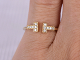 0.7ct Round Cut Diamond Engagement Ring Open Bar Design 14k Yellow Gold Finish