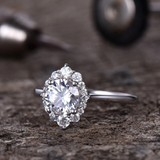 2ct Engagement Ring Round Cut Diamond Halo Solitaire Design 14k White Gold Over