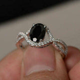 Infinity Wedding Engagement Ring 2.5ct Oval Cut Black Diamond 14k WhiteGold Over