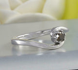 0.4ct Round Cut Black Diamond Engagement Ring Swirl Twist 14k White Gold Finish