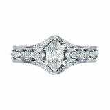 4Ct Marquise Cut Diamond Milgrain Vintage Engagement Ring 14K White Gold Finish