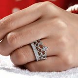 2Ct Round Cut DVVS1 Diamond Crown Princess Engagement Ring 14K White Gold Finish