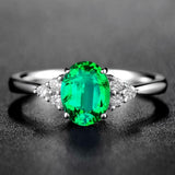 2.2ct Engagement Ring Oval Cut Green Emerald Diamond Petite 14k White Gold Over