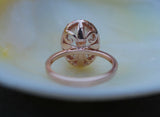 2.5ct Oval Cut Peach Morganite Fleur De Lis Engagement Ring 14k Rose Gold Finish