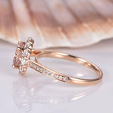 1ct Round Cut Peach Morganite Floral Design Engagement Ring 14k Rose Gold Finish