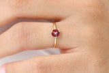 0.4ct Marquise Pink Ruby Cluster Minimalist Engagement Ring 14k Yellow Gold Over